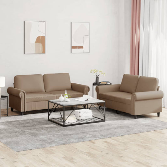 2-delige Loungeset met kussens kunstleer cappuccino is nu te koop bij PeponiXL, paradijselijk wonen!