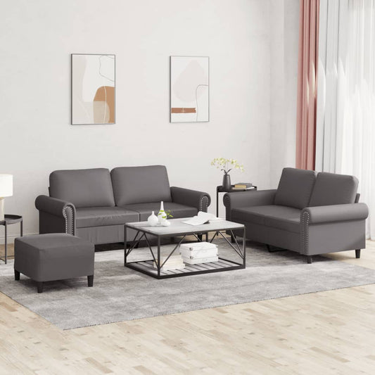 3-delige Loungeset met kussens kunstleer grijs is nu te koop bij PeponiXL, paradijselijk wonen!