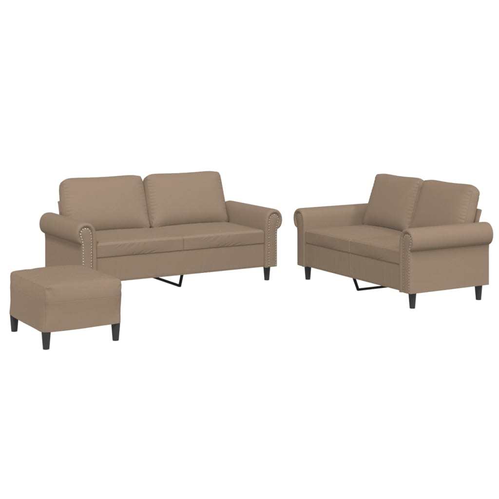 3-delige Loungeset met kussens kunstleer cappuccino is nu te koop bij PeponiXL, paradijselijk wonen!