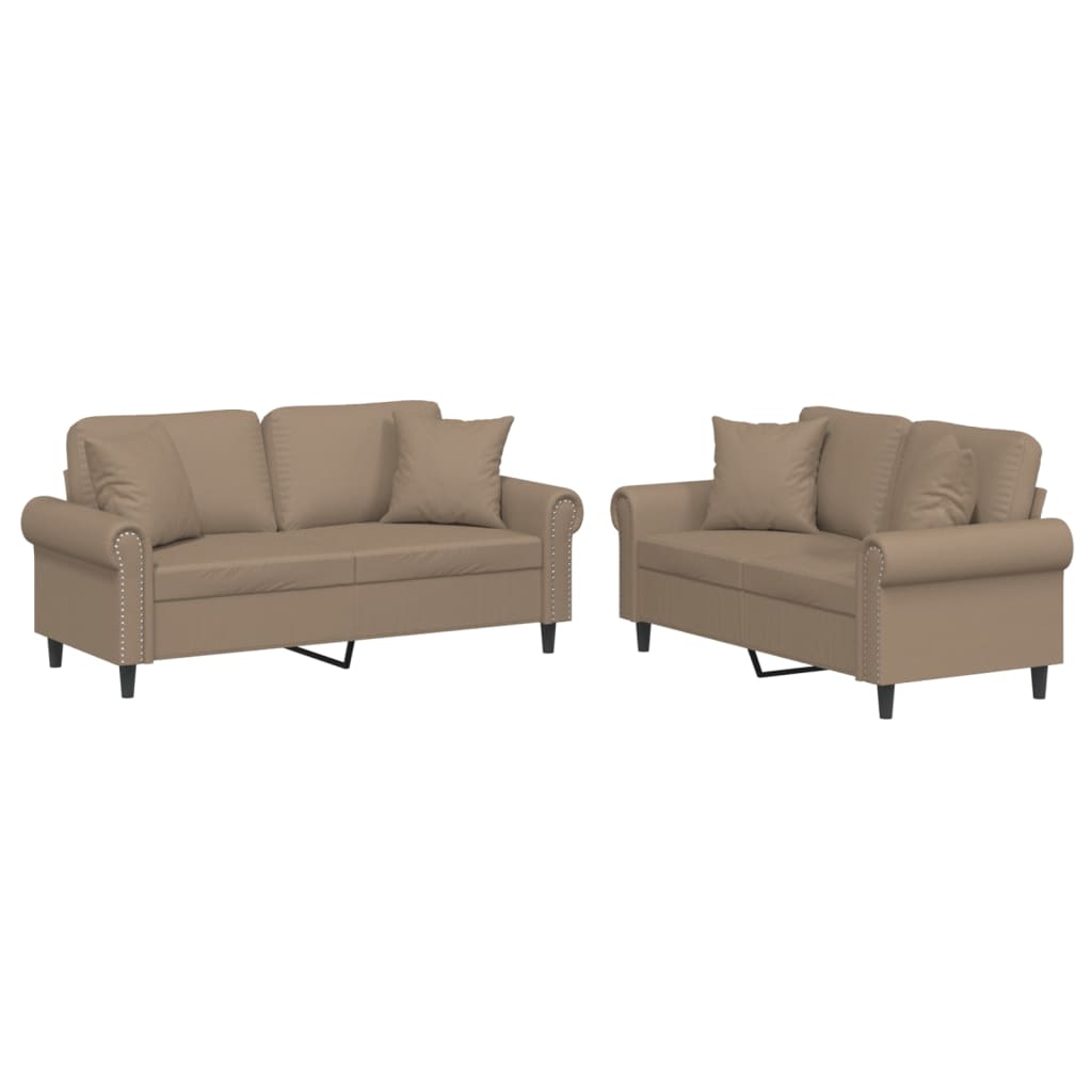 2-delige Loungeset met kussens kunstleer cappuccinokleurig is nu te koop bij PeponiXL, paradijselijk wonen!