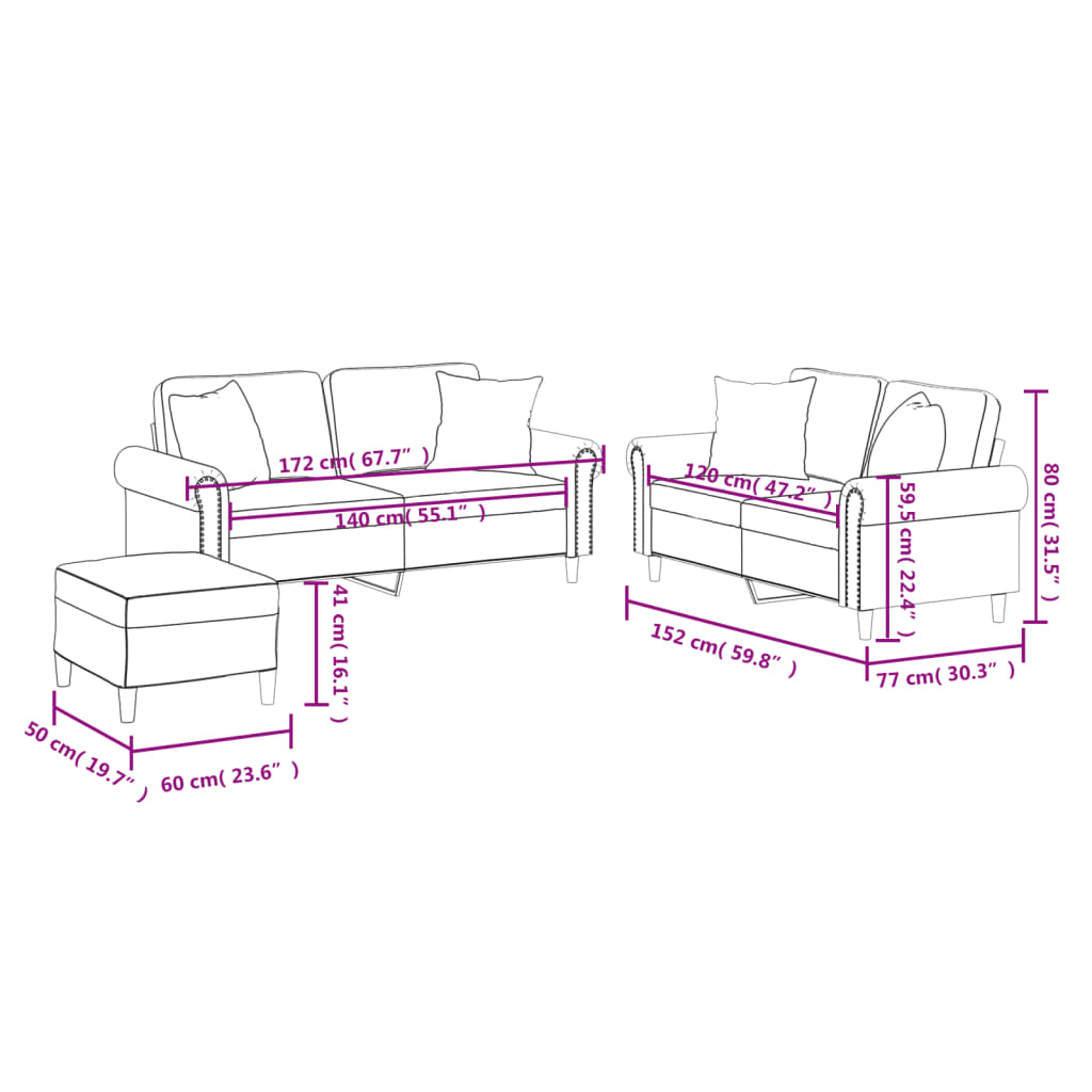 3-delige Loungeset met kussens kunstleer grijs is nu te koop bij PeponiXL, paradijselijk wonen!
