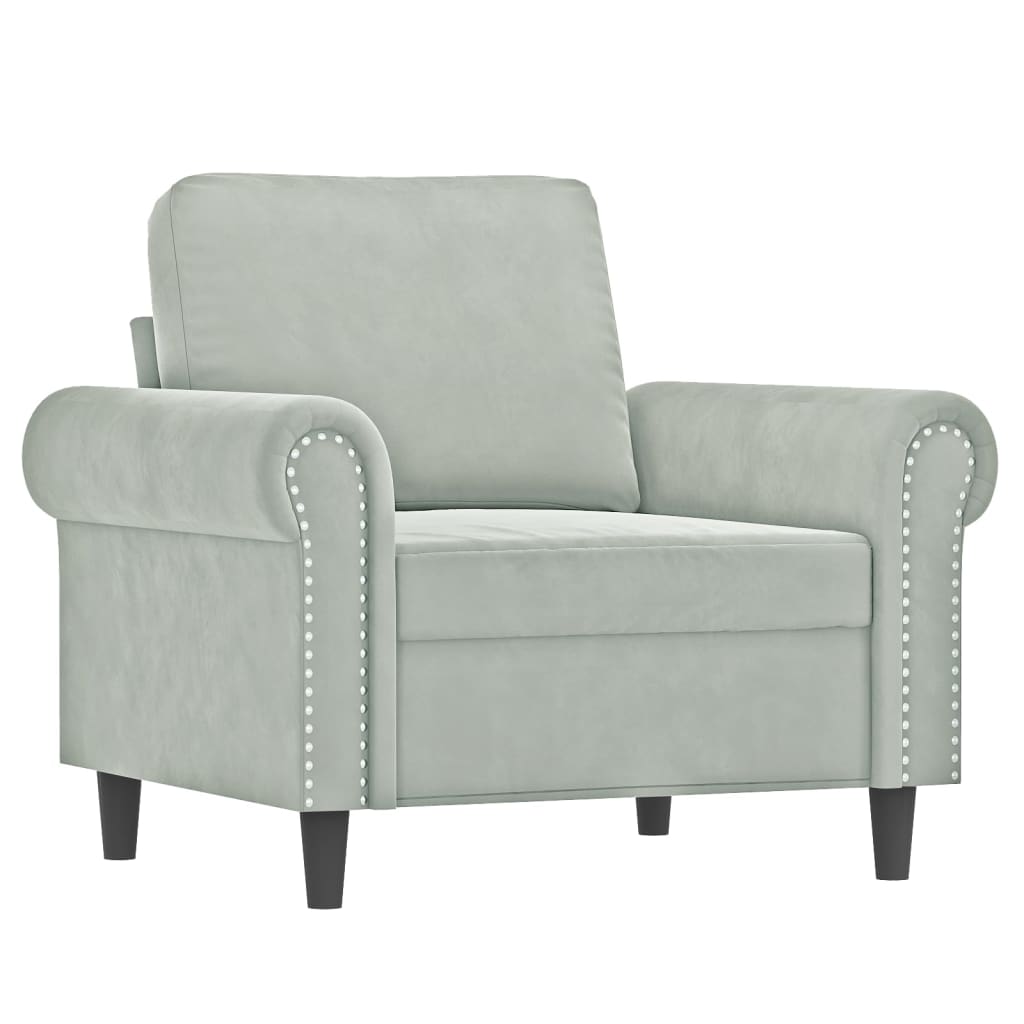 3-delige Loungeset met kussens fluweel lichtgrijs is nu te koop bij PeponiXL, paradijselijk wonen!