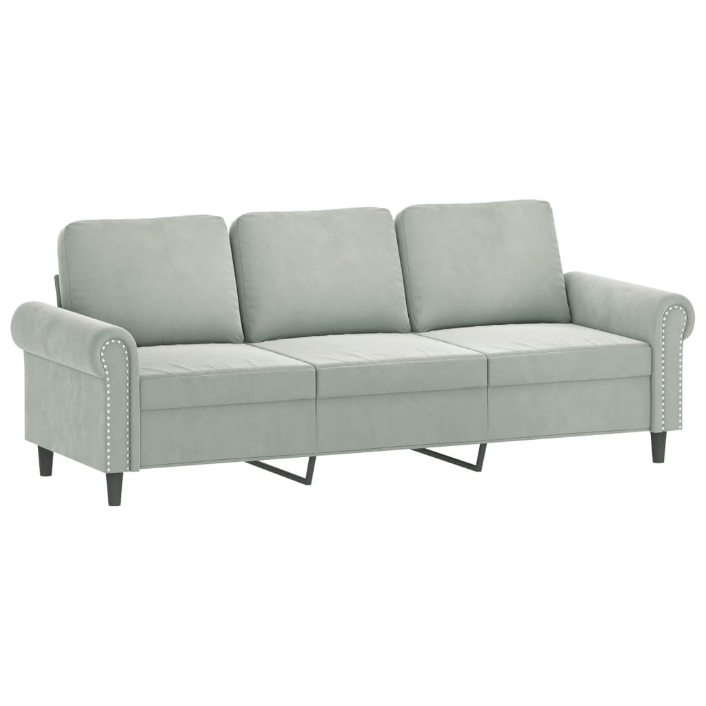 3-delige Loungeset met kussens fluweel lichtgrijs is nu te koop bij PeponiXL, paradijselijk wonen!