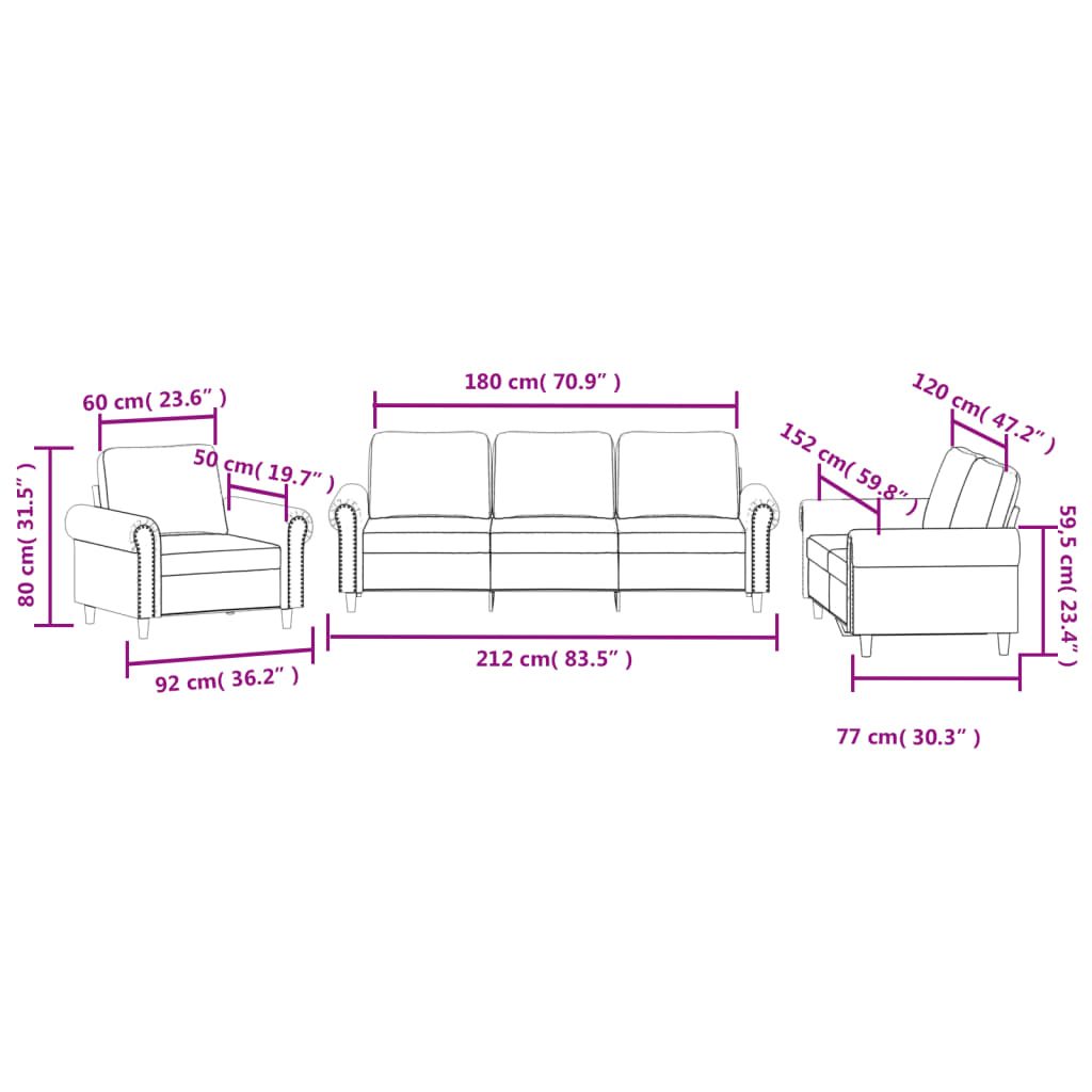 3-delige Loungeset met kussens fluweel lichtgrijs is nu te koop bij PeponiXL, paradijselijk wonen!
