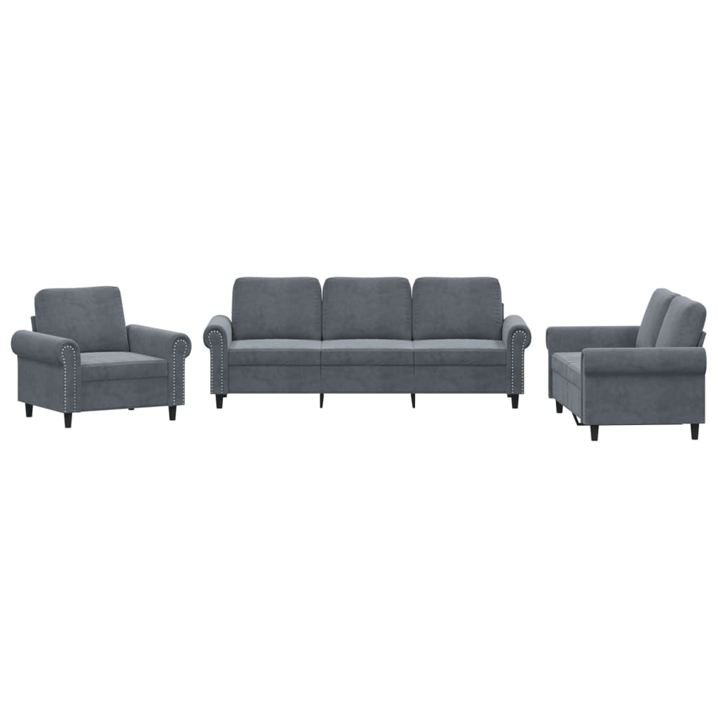 3-delige Loungeset met kussens fluweel donkergrijs is nu te koop bij PeponiXL, paradijselijk wonen!