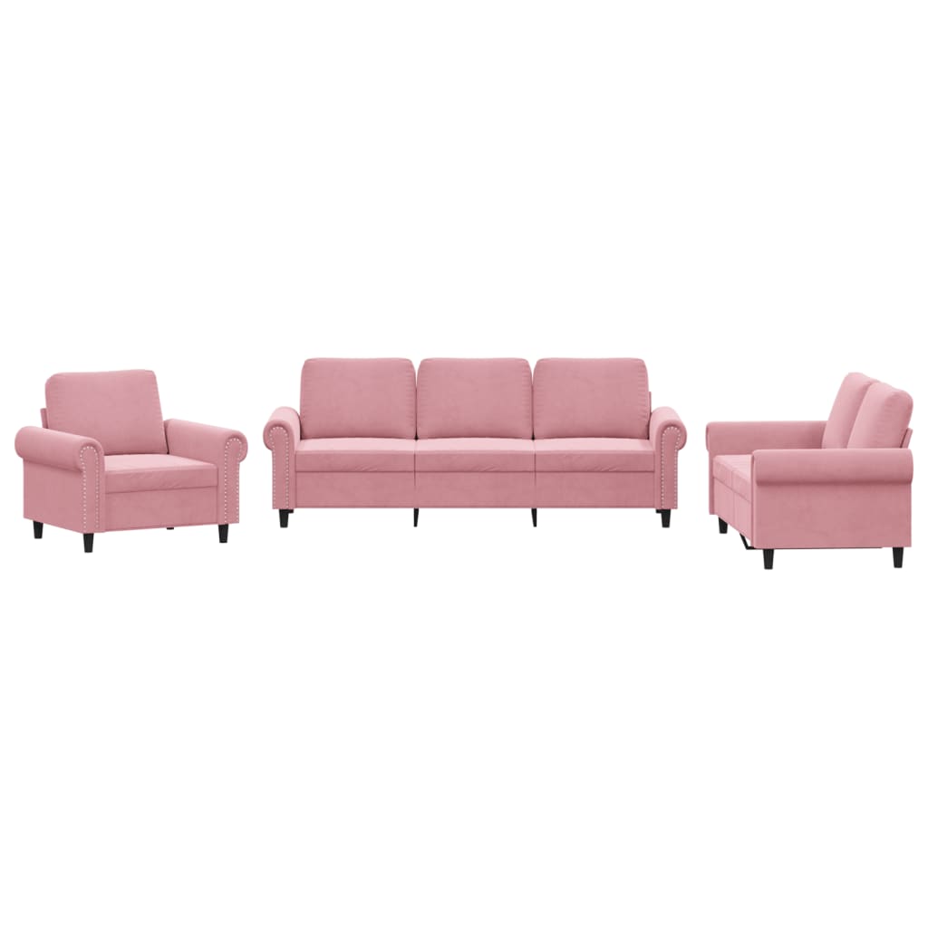 3-delige Loungeset met kussens fluweel roze is nu te koop bij PeponiXL, paradijselijk wonen!