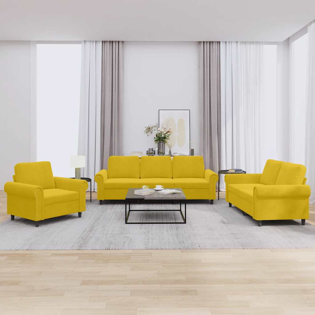3-delige Loungeset met kussens fluweel geel is nu te koop bij PeponiXL, paradijselijk wonen!