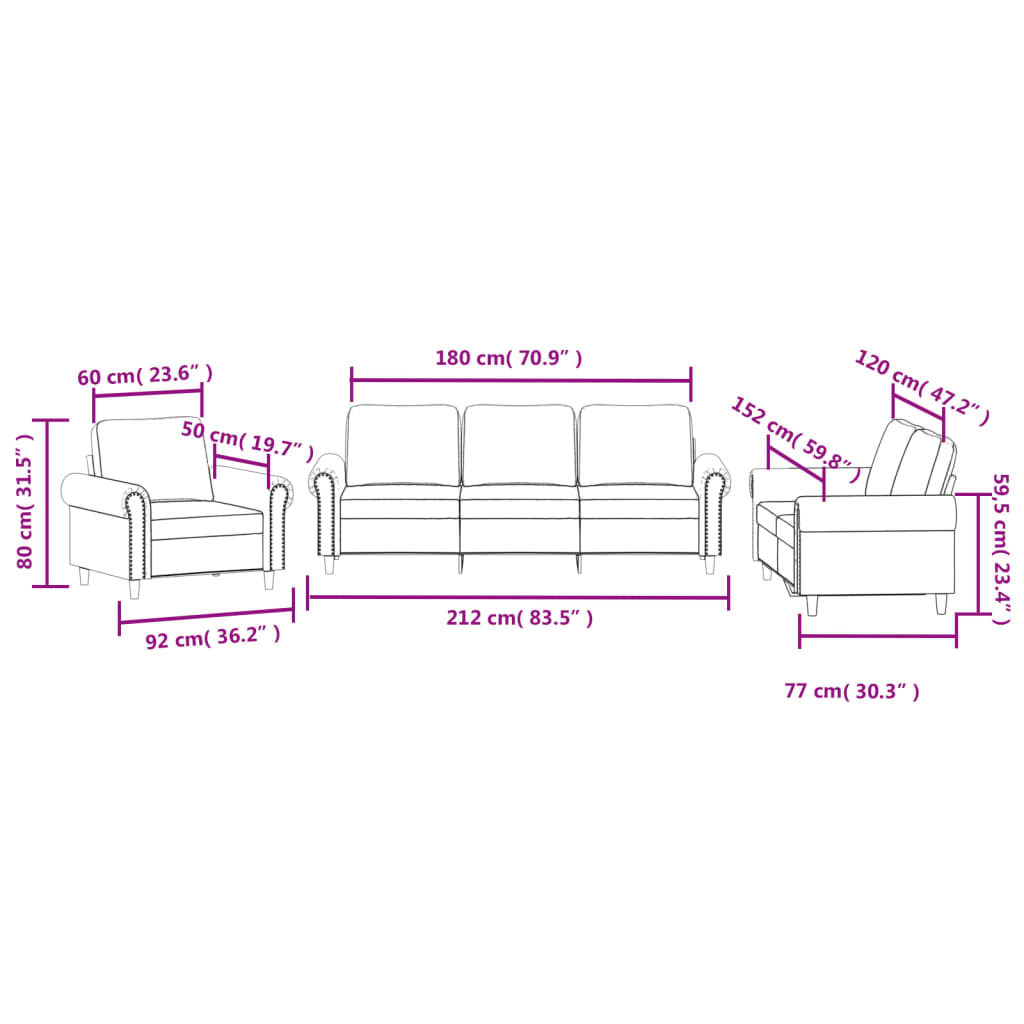 3-delige Loungeset met kussens fluweel bruin is nu te koop bij PeponiXL, paradijselijk wonen!