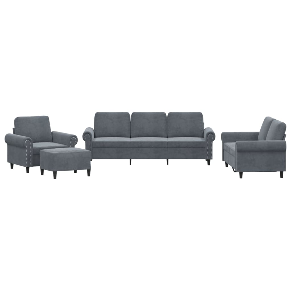 4-delige Loungeset met kussens fluweel donkergrijs is nu te koop bij PeponiXL, paradijselijk wonen!