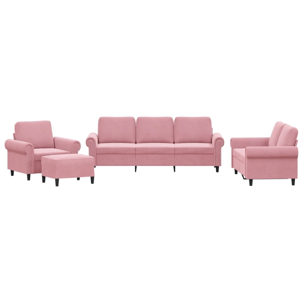 4-delige Loungeset met kussens fluweel roze is nu te koop bij PeponiXL, paradijselijk wonen!