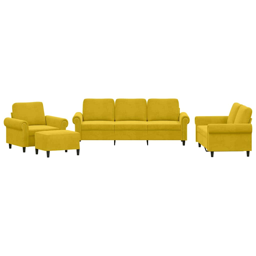 4-delige Loungeset met kussens fluweel geel is nu te koop bij PeponiXL, paradijselijk wonen!