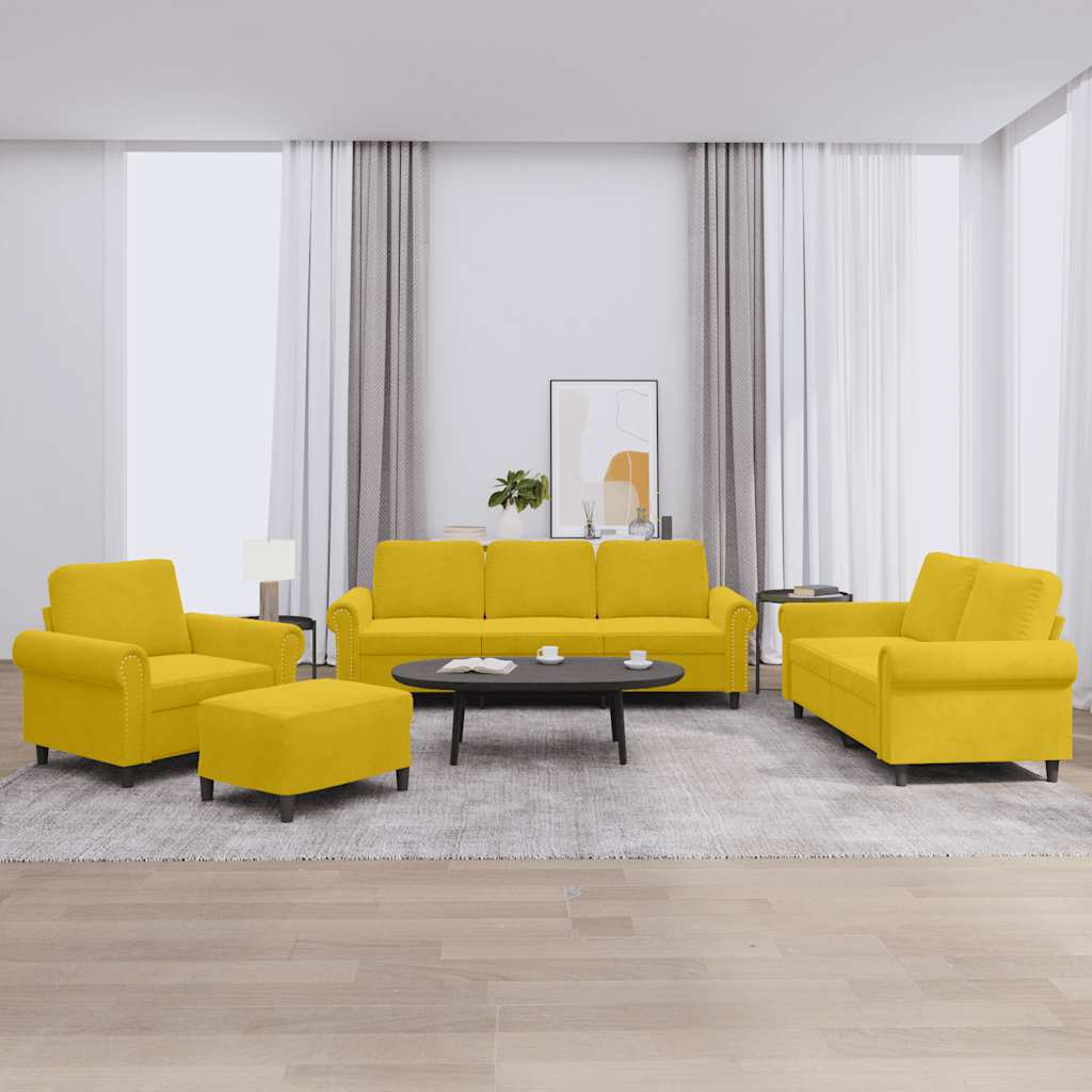 4-delige Loungeset met kussens fluweel geel is nu te koop bij PeponiXL, paradijselijk wonen!