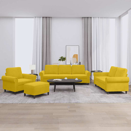 4-delige Loungeset met kussens fluweel geel is nu te koop bij PeponiXL, paradijselijk wonen!
