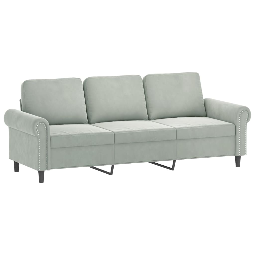 3-delige Loungeset met kussens fluweel lichtgrijs is nu te koop bij PeponiXL, paradijselijk wonen!