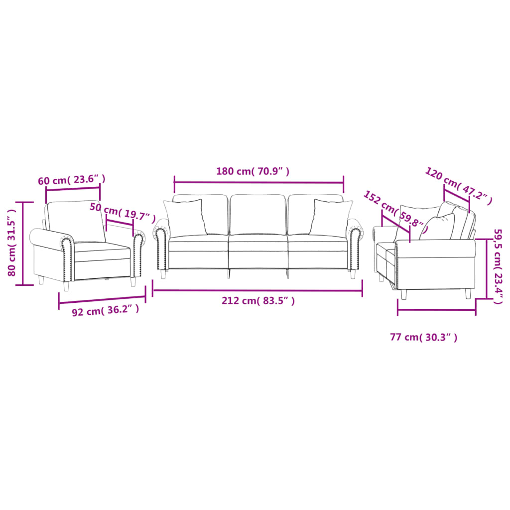 3-delige Loungeset met kussens fluweel roze is nu te koop bij PeponiXL, paradijselijk wonen!