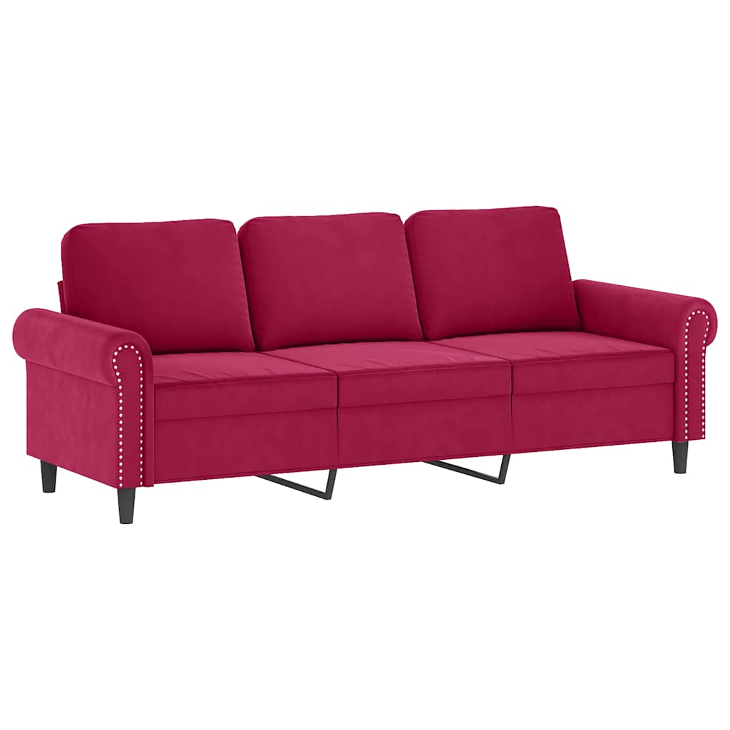 3-delige Loungeset met kussens fluweel wijnrood is nu te koop bij PeponiXL, paradijselijk wonen!