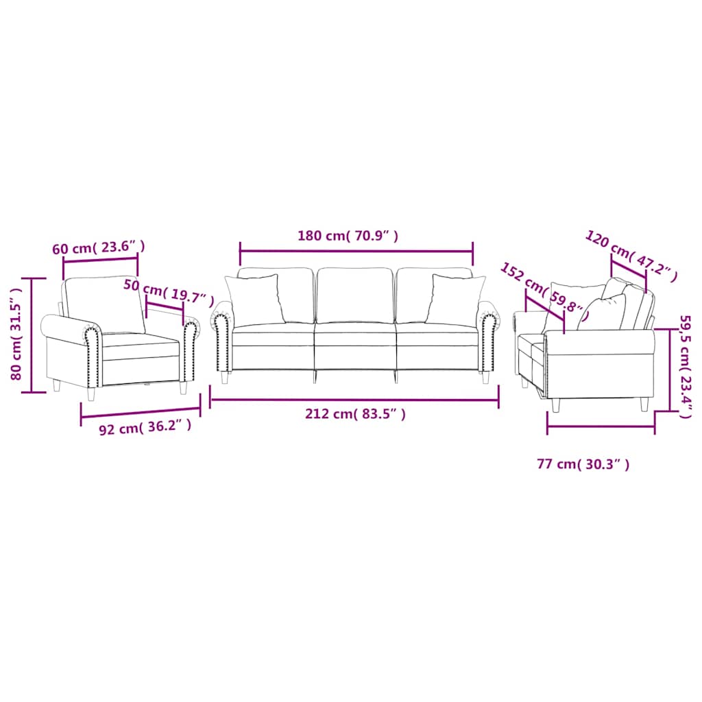 3-delige Loungeset met kussens fluweel wijnrood is nu te koop bij PeponiXL, paradijselijk wonen!