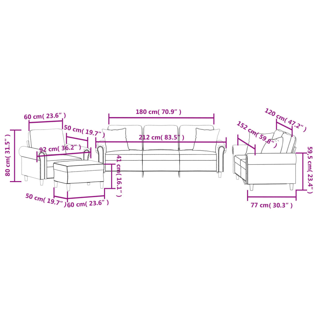4-delige Loungeset met kussens fluweel donkergrijs is nu te koop bij PeponiXL, paradijselijk wonen!