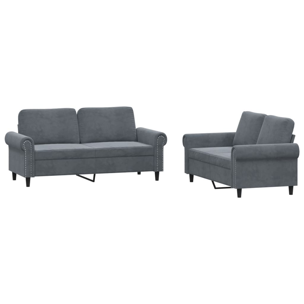 2-delige Loungeset met kussens fluweel donkergrijs is nu te koop bij PeponiXL, paradijselijk wonen!