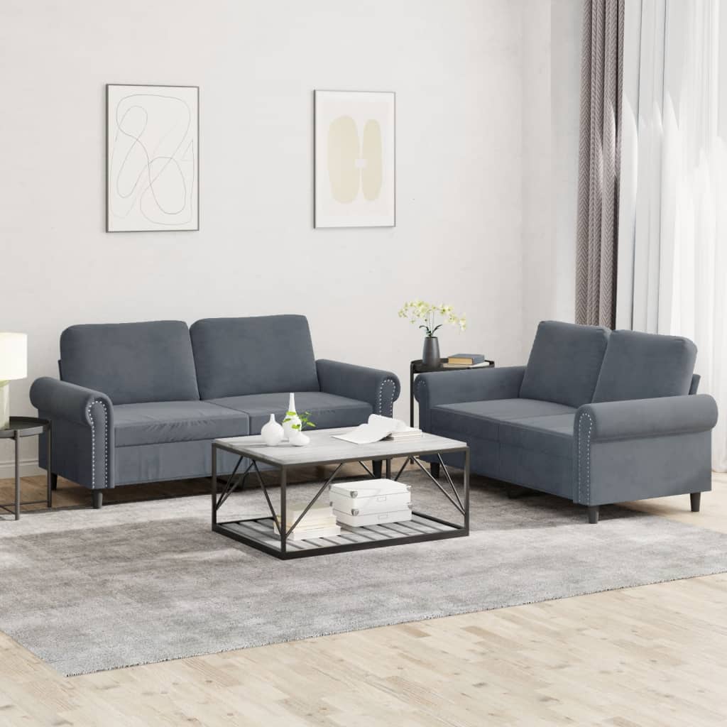 2-delige Loungeset met kussens fluweel donkergrijs is nu te koop bij PeponiXL, paradijselijk wonen!
