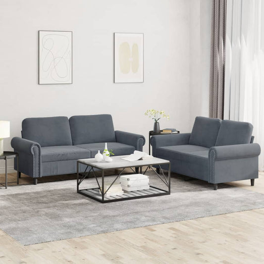 2-delige Loungeset met kussens fluweel donkergrijs is nu te koop bij PeponiXL, paradijselijk wonen!