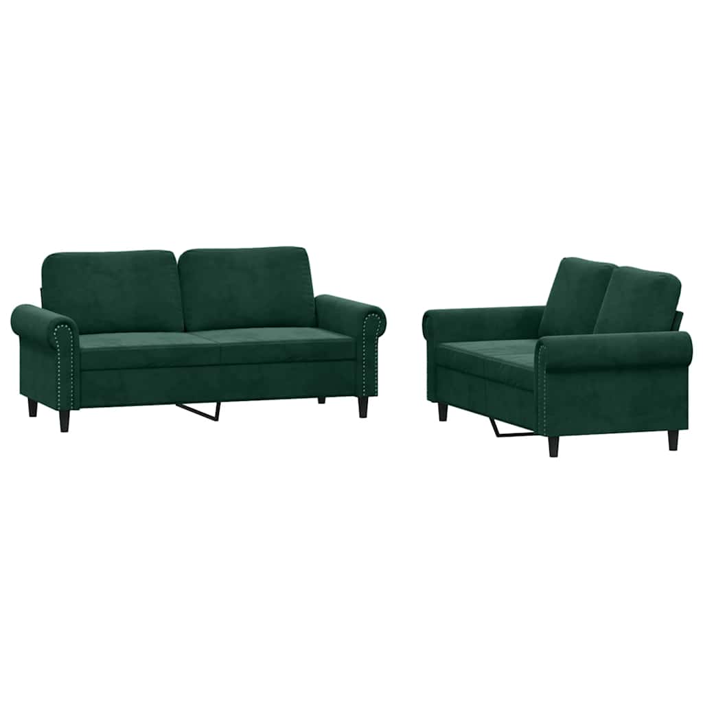 2-delige Loungeset met kussens fluweel donkergroen is nu te koop bij PeponiXL, paradijselijk wonen!