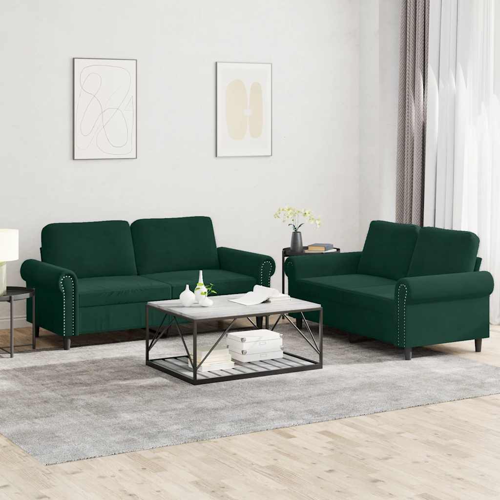 2-delige Loungeset met kussens fluweel donkergroen is nu te koop bij PeponiXL, paradijselijk wonen!