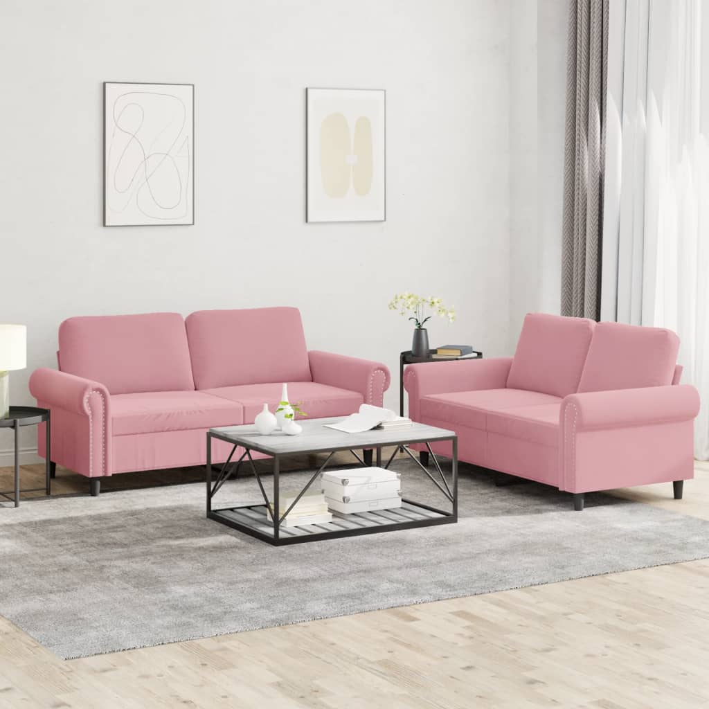 2-delige Loungeset met kussens fluweel roze is nu te koop bij PeponiXL, paradijselijk wonen!