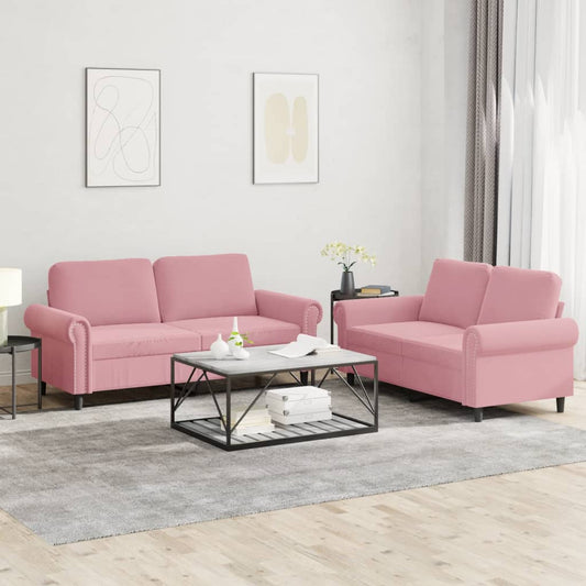 2-delige Loungeset met kussens fluweel roze is nu te koop bij PeponiXL, paradijselijk wonen!