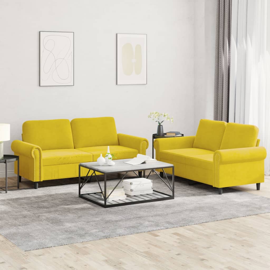 2-delige Loungeset met kussens fluweel geel is nu te koop bij PeponiXL, paradijselijk wonen!