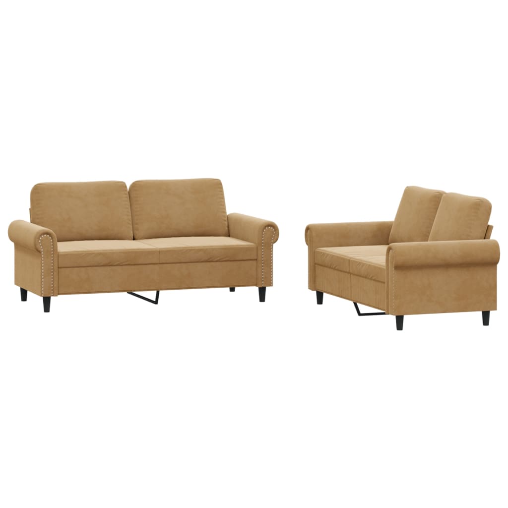 2-delige Loungeset met kussens fluweel bruin is nu te koop bij PeponiXL, paradijselijk wonen!