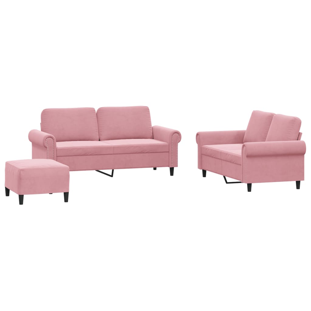 3-delige Loungeset met kussens fluweel roze is nu te koop bij PeponiXL, paradijselijk wonen!