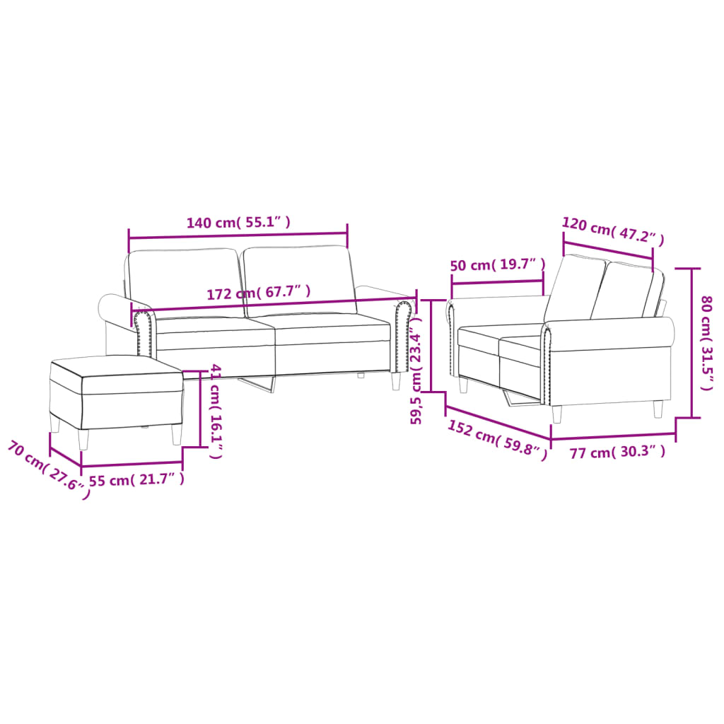 3-delige Loungeset met kussens fluweel roze is nu te koop bij PeponiXL, paradijselijk wonen!