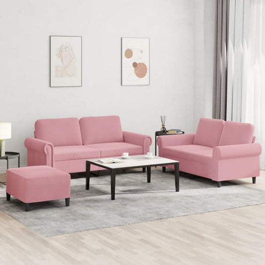 3-delige Loungeset met kussens fluweel roze is nu te koop bij PeponiXL, paradijselijk wonen!
