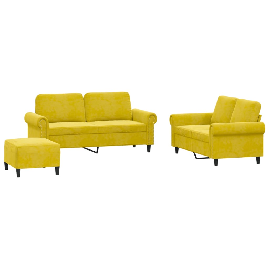 3-delige Loungeset met kussens fluweel geel is nu te koop bij PeponiXL, paradijselijk wonen!