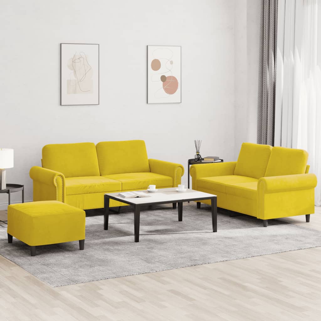 3-delige Loungeset met kussens fluweel geel is nu te koop bij PeponiXL, paradijselijk wonen!