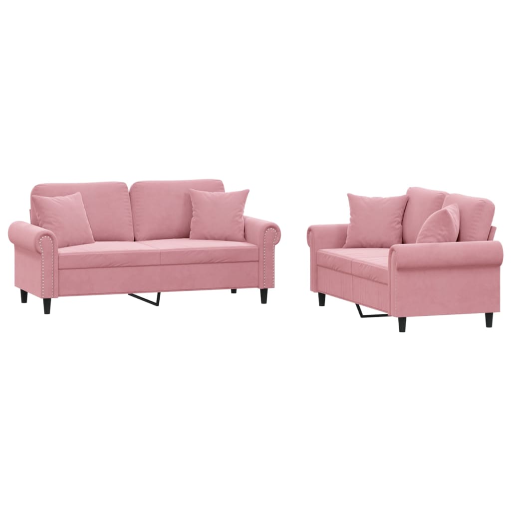 2-delige Loungeset met kussens fluweel roze is nu te koop bij PeponiXL, paradijselijk wonen!