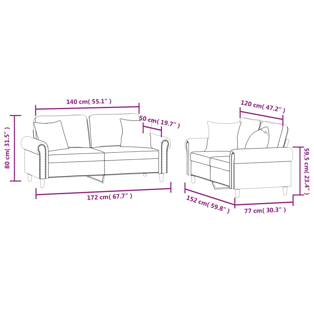 2-delige Loungeset met kussens fluweel roze is nu te koop bij PeponiXL, paradijselijk wonen!