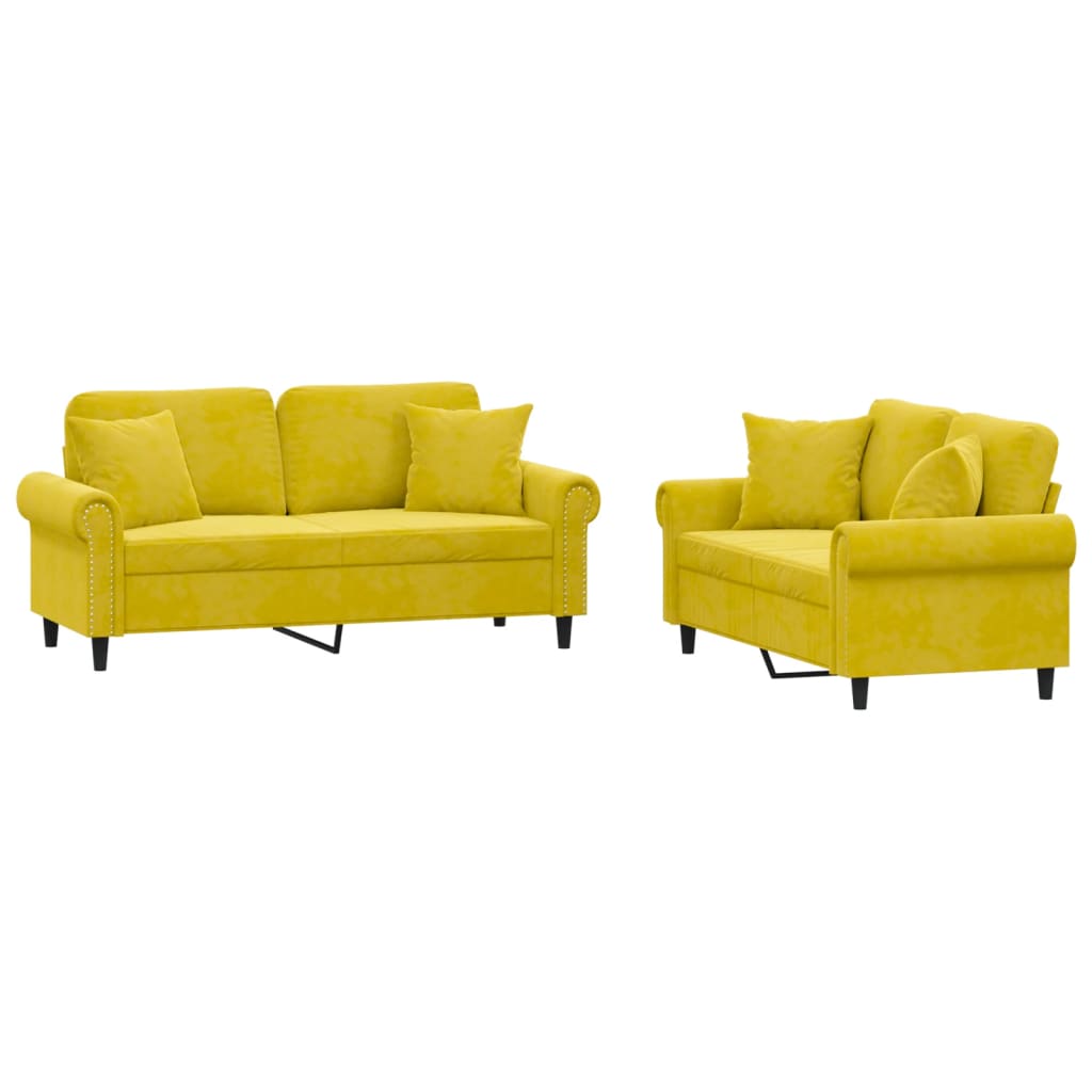 2-delige Loungeset met kussens fluweel geel is nu te koop bij PeponiXL, paradijselijk wonen!