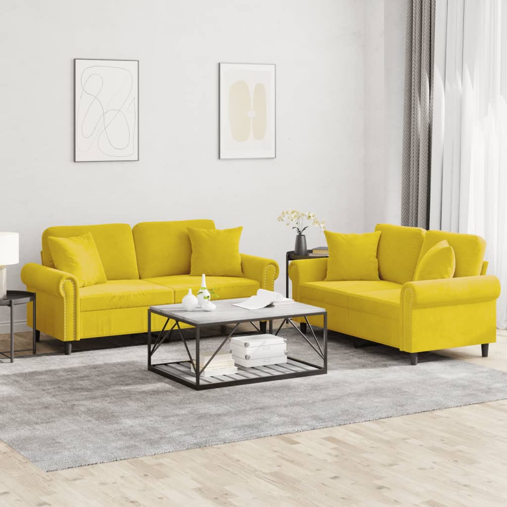 2-delige Loungeset met kussens fluweel geel is nu te koop bij PeponiXL, paradijselijk wonen!