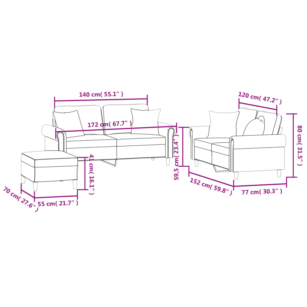 3-delige Loungeset met kussens fluweel donkergrijs is nu te koop bij PeponiXL, paradijselijk wonen!