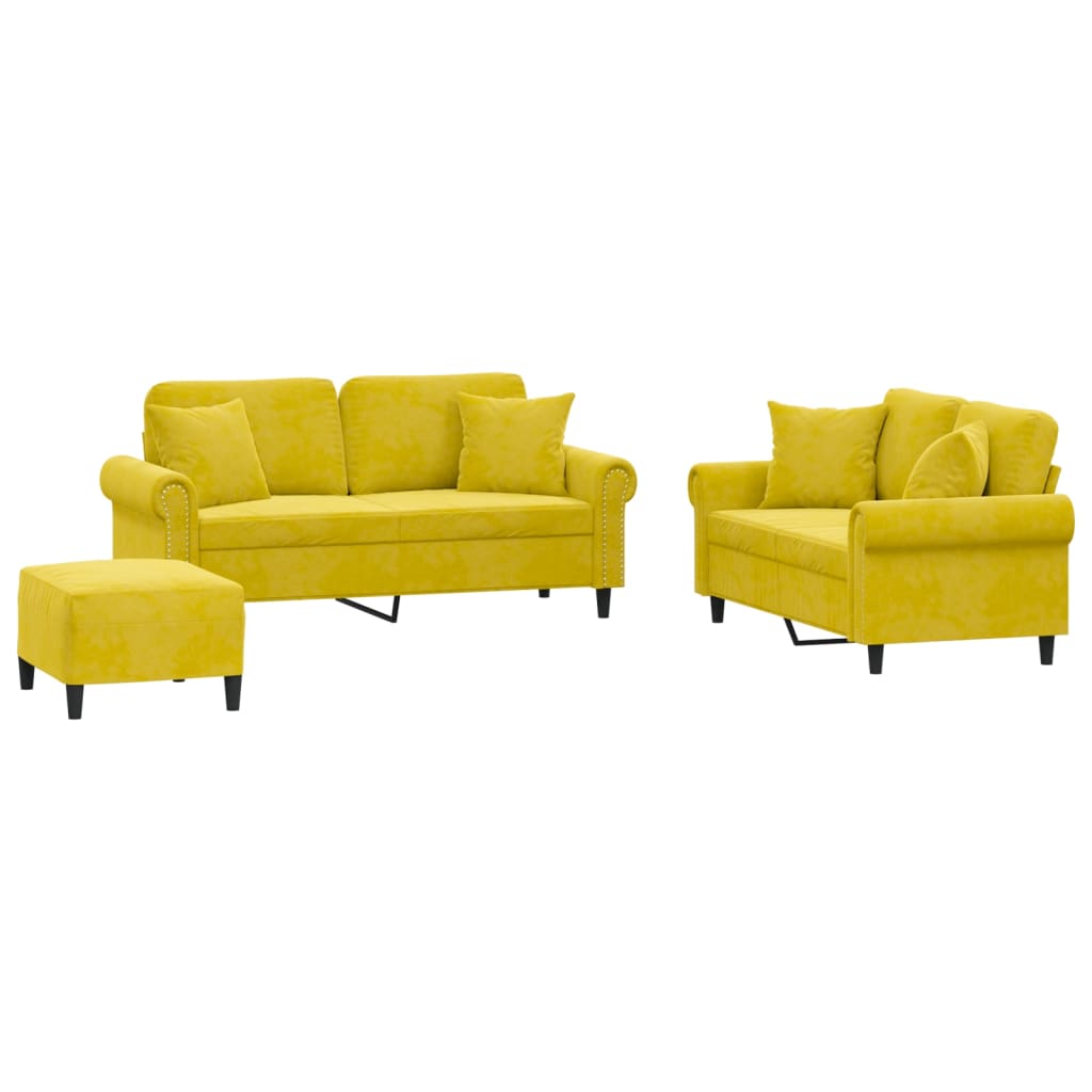 3-delige Loungeset met kussens fluweel geel is nu te koop bij PeponiXL, paradijselijk wonen!