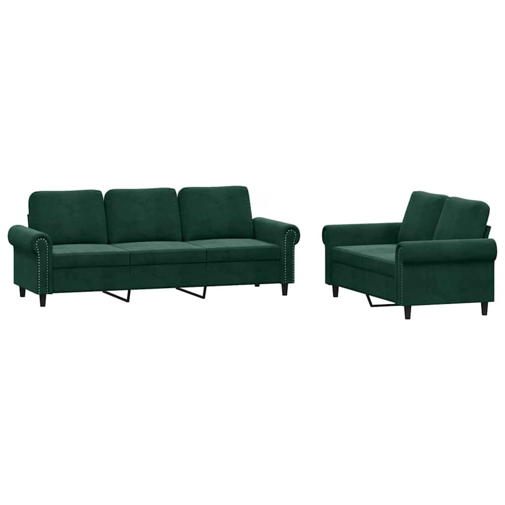 2-delige Loungeset met kussens fluweel donkergroen is nu te koop bij PeponiXL, paradijselijk wonen!
