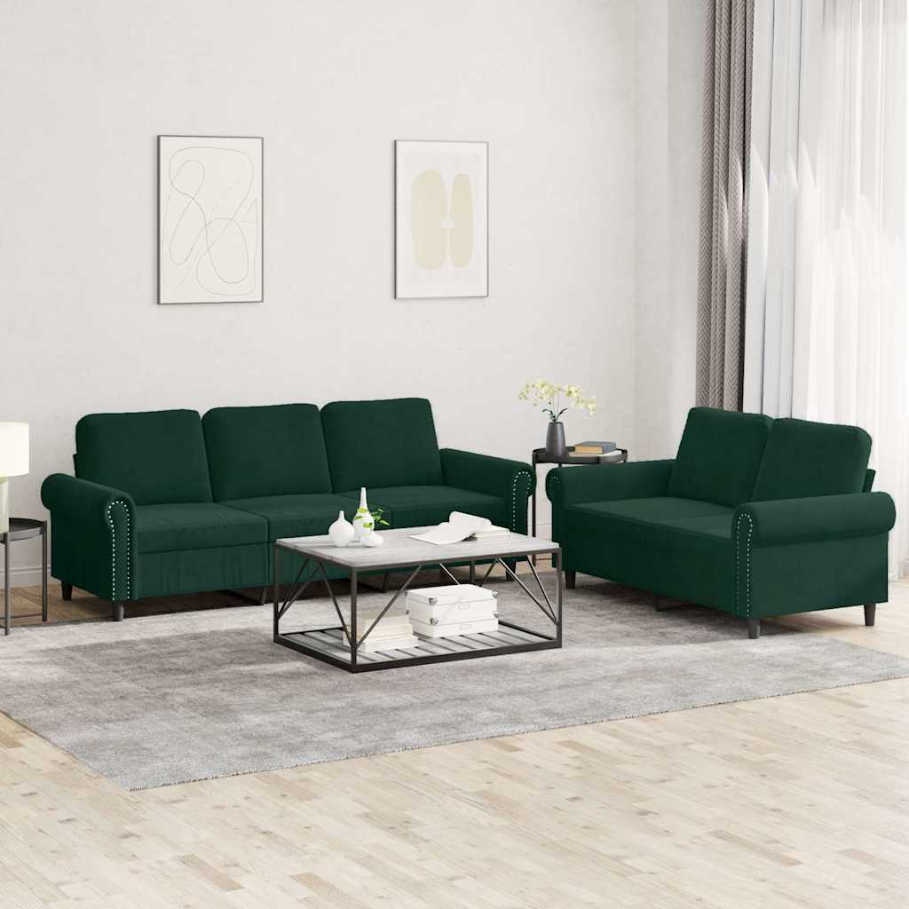 2-delige Loungeset met kussens fluweel donkergroen is nu te koop bij PeponiXL, paradijselijk wonen!