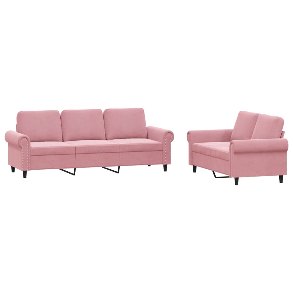 2-delige Loungeset met kussens fluweel roze is nu te koop bij PeponiXL, paradijselijk wonen!