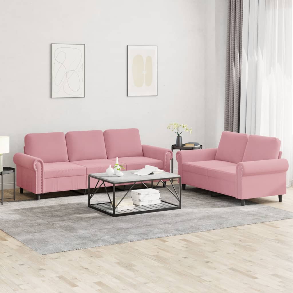 2-delige Loungeset met kussens fluweel roze is nu te koop bij PeponiXL, paradijselijk wonen!