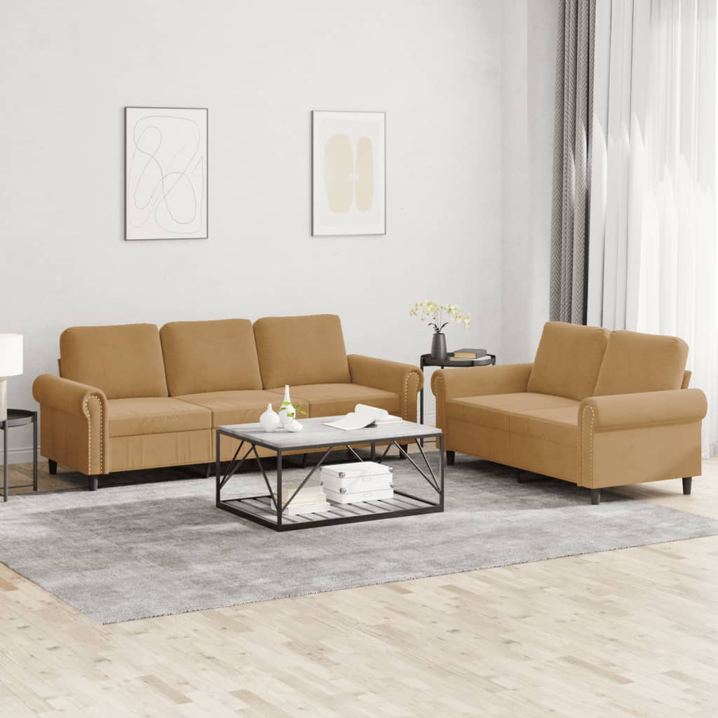 2-delige Loungeset met kussens fluweel bruin is nu te koop bij PeponiXL, paradijselijk wonen!