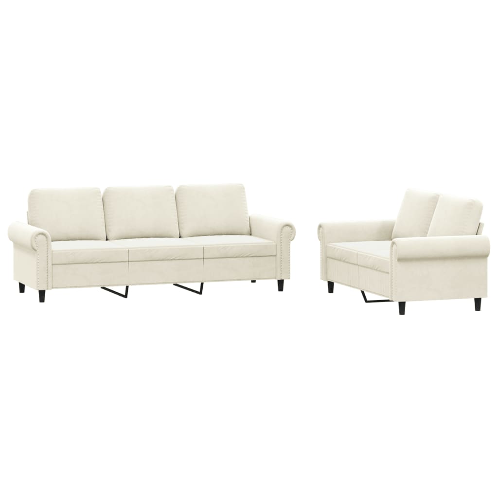 2-delige Loungeset met kussens fluweel crèmekleurig is nu te koop bij PeponiXL, paradijselijk wonen!