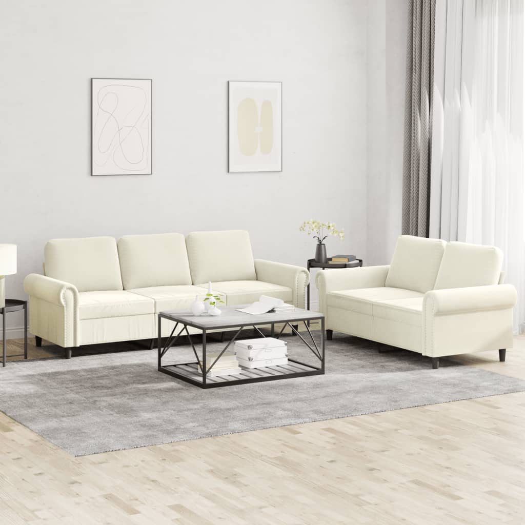2-delige Loungeset met kussens fluweel crèmekleurig is nu te koop bij PeponiXL, paradijselijk wonen!