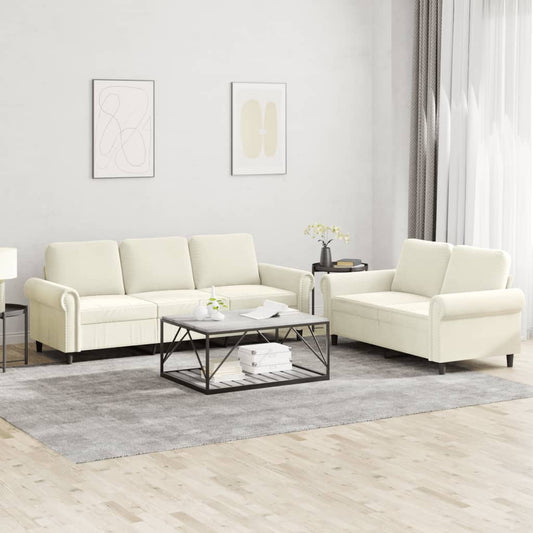 2-delige Loungeset met kussens fluweel crèmekleurig is nu te koop bij PeponiXL, paradijselijk wonen!
